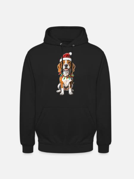 Beagle Dog Christmas Hat Xmas - Unisex Hoodie - black