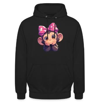 Chimpanzee Schimpansen Schimpanse - Unisex Hoodie - Schwarz - Vorne - Alina (178cm) & Michal (187cm)