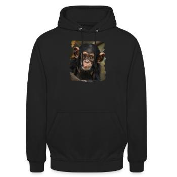 Chimpanzee Schimpansen Schimpanse - Unisex Hoodie - Schwarz - Vorne - Alina (178cm) & Michal (187cm)