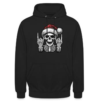 Weihnachtlicher Totenkopf Rockt Den Winter - Unisex Hoodie - Schwarz - Vorne - Alina (178cm) & Michal (187cm)