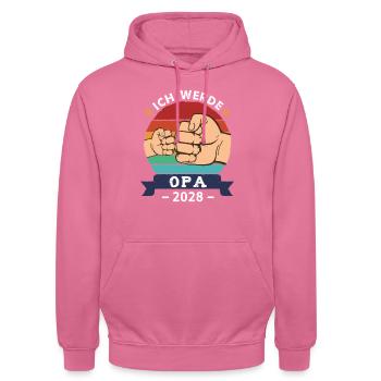 Ich werde Opa 2028 Schwangerschaft Werdender Opa - Unisex Hoodie - Pink - Vorne - Alina (178cm) & Michal (187cm)
