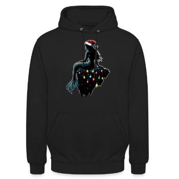 Chapeau de Noël Sirène Noël - Sweat-shirt à capuche unisexe - noir - Devant - Alina (178cm) & Michal (187cm)