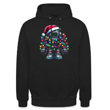 Roboter Robotertechnik Weihnachtsmütze Xmas - Unisex Hoodie - Schwarz - Vorne - Alina (178cm) & Michal (187cm)