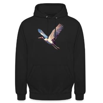 Kraniche Kranich - Unisex Hoodie - Schwarz - Vorne - Alina (178cm) & Michal (187cm)
