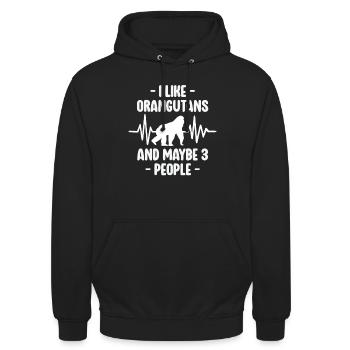 I Like Orangutans - Funny Orangutan - Unisex Hoodie - black - Front - Alina (178cm) & Michal (187cm)