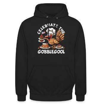 Gobblegool Dinde Thanksgiving - Sweat-shirt à capuche unisexe - noir - Devant - Alina (178cm) & Michal (187cm)