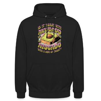 Retro Avocado Toast Question für einen Avocado - Unisex Hoodie - Schwarz - Vorne - Alina (178cm) & Michal (187cm)
