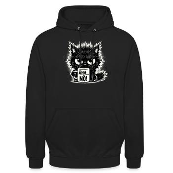 Ähm Nö, Sarkasmus & lustige Katze Tee Kaffee - Unisex Hoodie - Schwarz - Vorne - Alina (178cm) & Michal (187cm)