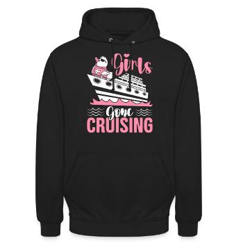 Girls Gone Cruising Kreuzfahrt Urlaub Kreuzfahrtsc - Unisex Hoodie - Schwarz - Vorne - Alina (178cm) & Michal (187cm)