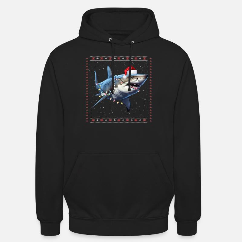 Julehaj Sjov Grim Julepullov - Hættetrøje unisex - sort