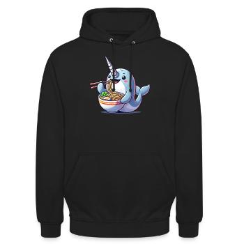 Narval, Ramen, Baleine, Créature Marine, Licorne - Sweat-shirt à capuche unisexe - noir - Devant - Alina (178cm) & Michal (187cm)