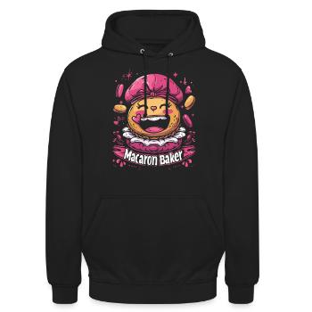 Amateurs de macarons Macaron Baker - Sweat-shirt à capuche unisexe - noir - Devant - Alina (178cm) & Michal (187cm)