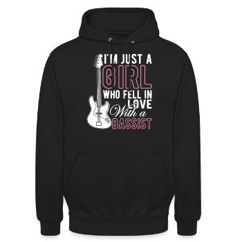 Mädchen in Liebe mit Bassist Bassist Mädchen - Unisex Hoodie - Schwarz - Vorne - Alina (178cm) & Michal (187cm)