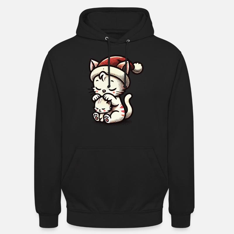 Chats mignons Noël avec chapeau - Sweat-shirt à capuche unisexe - noir