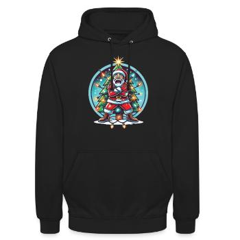 Amusement de l’électrocution de Noël avec le Père Noël - Sweat-shirt à capuche unisexe - noir - Devant - Alina (178cm) & Michal (187cm)