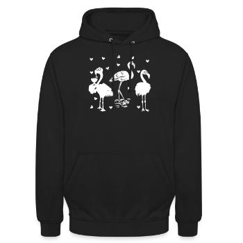 Flamants roses Flamant rose mignon - Sweat-shirt à capuche unisexe - noir - Devant - Alina (178cm) & Michal (187cm)