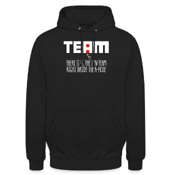 Das Ich im Team, lustiger sarkastischer Büro-Hum - Unisex Hoodie - Schwarz - Vorne - Alina (178cm) & Michal (187cm)