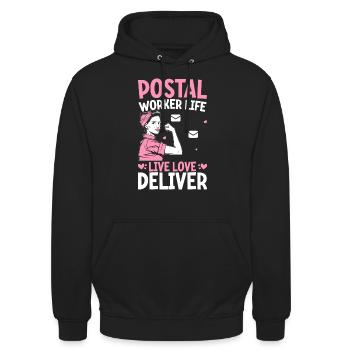 Postangestellte liefern Postbeamte Zusteller - Unisex Hoodie - Schwarz - Vorne - Alina (178cm) & Michal (187cm)