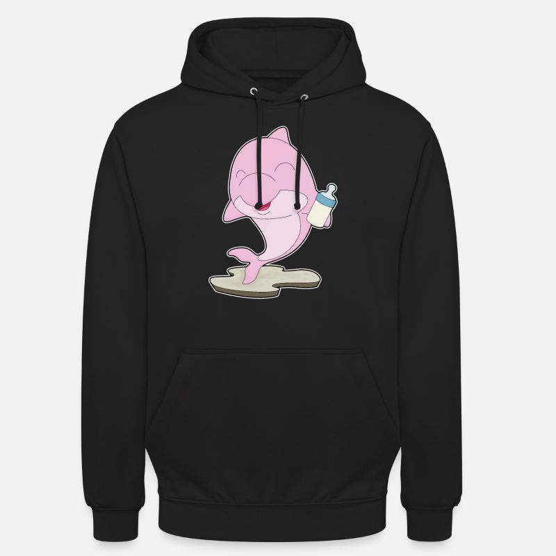 Dauphin Biberon Lait - Sweat-shirt à capuche unisexe - noir