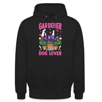 Gardener and dog lover - Hobby Gardener - Unisex Hoodie - Schwarz - Vorne - Alina (178cm) & Michal (187cm)