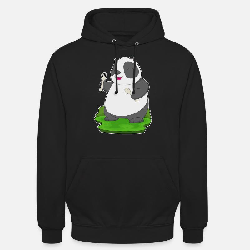 Fourchette cuillère panda - Sweat-shirt à capuche unisexe - noir