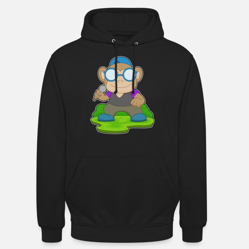 Monkey Singer Microphone Musique - Sweat-shirt à capuche unisexe - noir
