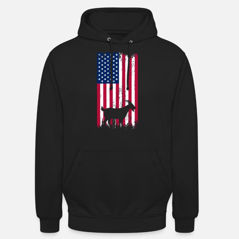 CHÈVRE. Drapeau américain GOAT - Sweat-shirt à capuche unisexe - noir
