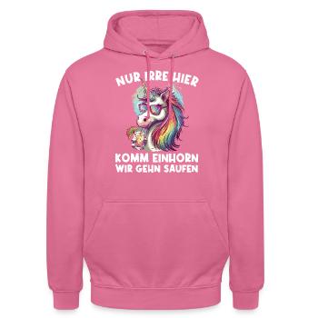 Refreshing Cocktail Unicorn Saying - Unisex Hoodie - pink - Front - Alina (178cm) & Michal (187cm)