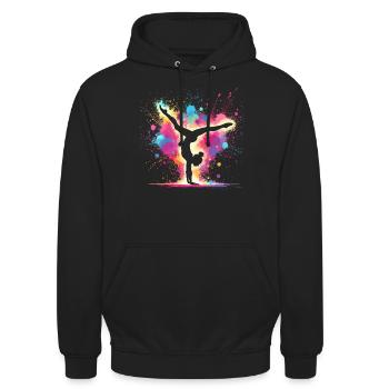 Turnen Gymnastik Turnerin Akrobatik Bodenturnen - Unisex Hoodie - Schwarz - Vorne - Alina (178cm) & Michal (187cm)