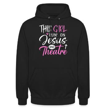 Fille Jésus Artiste de théâtre Théâtre Jeu de théâtre - Sweat-shirt à capuche unisexe - noir - Devant - Alina (178cm) & Michal (187cm)