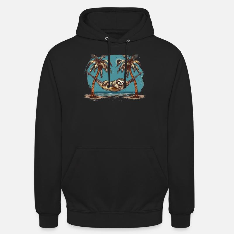 Sloth Hammock, Beach, Chill - Unisex Hoodie - black