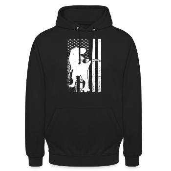 Dinosaure US Flag Dino Silhouette Dino - Sweat-shirt à capuche unisexe - noir - Devant - Alina (178cm) & Michal (187cm)