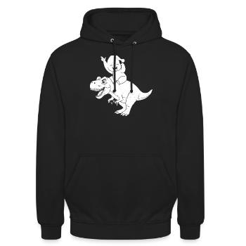 Christmas Funny Dinosaur Cute Sloth Dino - Unisex Hoodie - Schwarz - Vorne - Alina (178cm) & Michal (187cm)