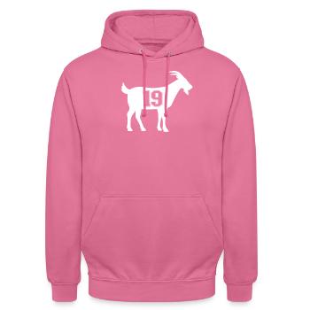 Ziege 19 G.O.A.T. Nummer neunzehn Ziege - Unisex Hoodie - Pink - Vorne - Alina (178cm) & Michal (187cm)