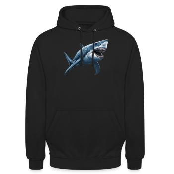 Haie Hai - Unisex Hoodie - Schwarz - Vorne - Alina (178cm) & Michal (187cm)