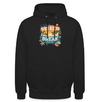 Skibidi-Pause 26 Skibidi-Toiletten-Frühjahrsferien - Unisex Hoodie - Schwarz - Vorne - Alina (178cm) & Michal (187cm)