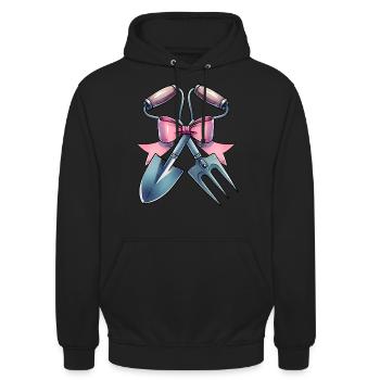 Coquette Bogen Gartenarbeit Gärtner Schaufel Rosa - Unisex Hoodie - Schwarz - Vorne - Alina (178cm) & Michal (187cm)