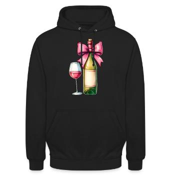 Coquette Bow Buveur de Vin Rose - Sweat-shirt à capuche unisexe - noir - Devant - Alina (178cm) & Michal (187cm)