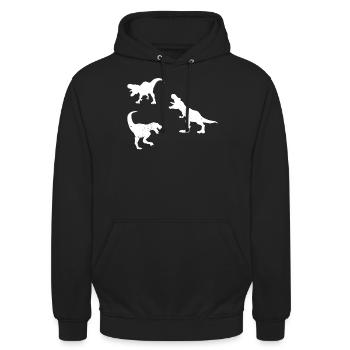 Silhouette de dinosaure T-Rex dinosaure - Sweat-shirt à capuche unisexe - noir - Devant - Alina (178cm) & Michal (187cm)