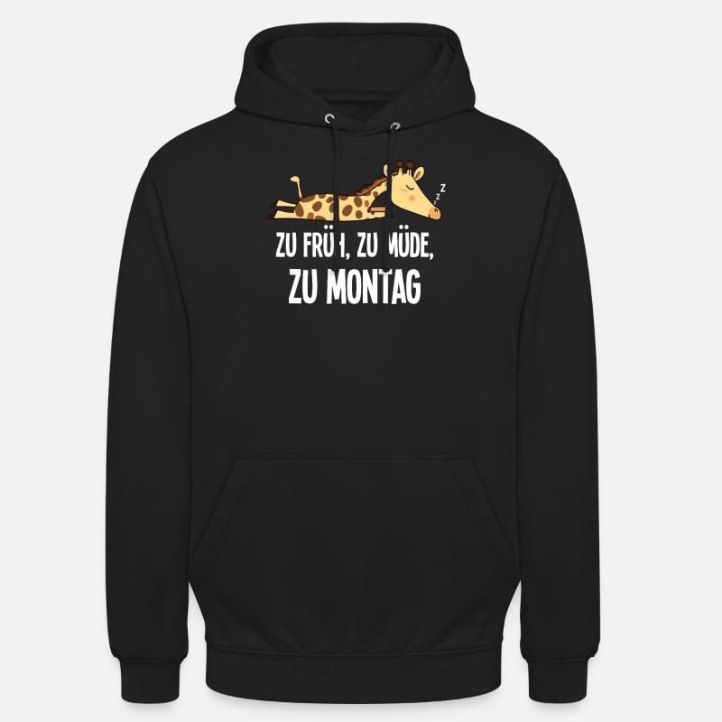 Giraffa mattina brontolone troppo presto troppo stanco per lunedì - Felpa con cappuccio unisex - nero
