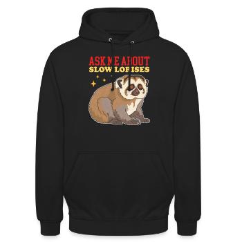 Plumploris Slow Lorises Geschenke - Unisex Hoodie - Schwarz - Vorne - Alina (178cm) & Michal (187cm)