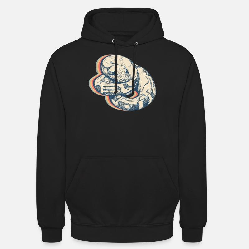 Kugelpython Schlange Retro Line Art - Unisex Hoodie - Schwarz
