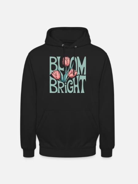 Bloom Bright Tulips Illustration Spring - Unisex Hoodie - black