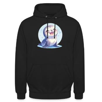 Robben Robbe - Unisex Hoodie - Schwarz - Vorne - Alina (178cm) & Michal (187cm)
