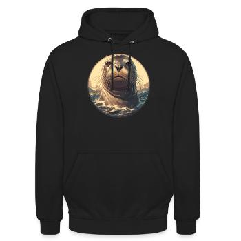 Robben Robbe - Unisex Hoodie - Schwarz - Vorne - Alina (178cm) & Michal (187cm)