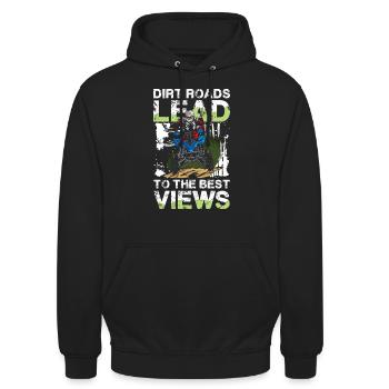 Schlammige Wege Zu Den Besten Aussichten Abenteuer - Unisex Hoodie - Schwarz - Vorne - Alina (178cm) & Michal (187cm)