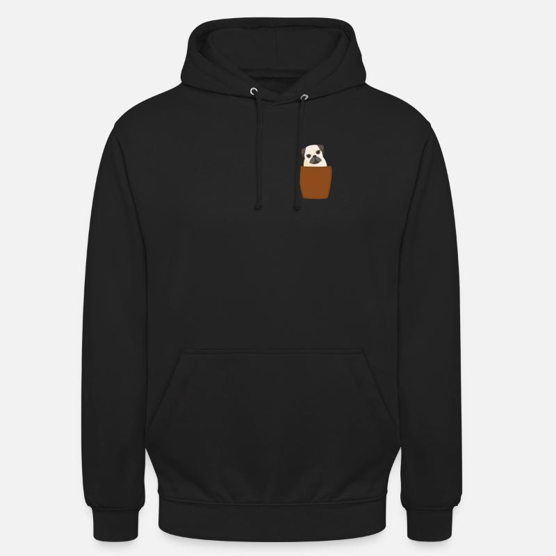 Brusttasche Mops - Unisex Hoodie - Schwarz