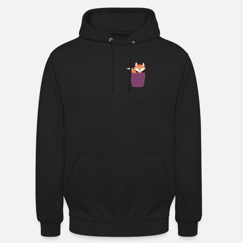 Fuchs in Brusttasche - Unisex Hoodie - Schwarz