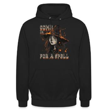 Gruselige Pin-up-hexe Halloween - Unisex Hoodie - Schwarz - Vorne - Alina (178cm) & Michal (187cm)