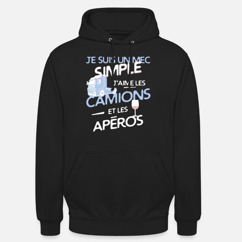Routier - un mec simple - Sweat-shirt à capuche unisexe - noir